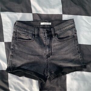 Black denim shorts